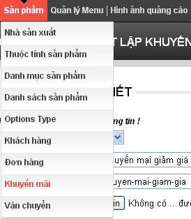 Thiết lập khuyến mại giảm giá